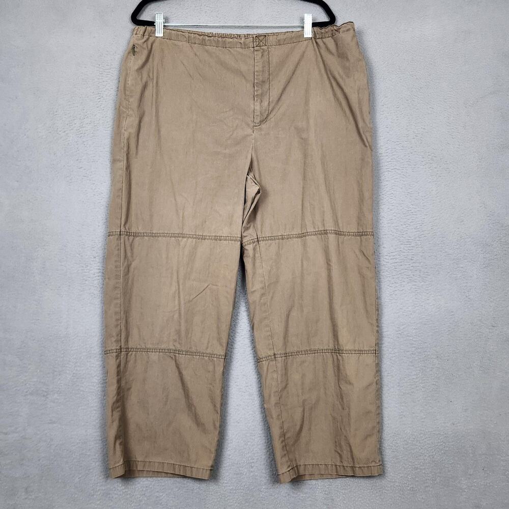 Eddie Bauer Pants Mens XL Beige Chino Drawstring Crop Relaxed 38x27 Casual